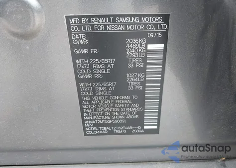 2016 Nissan Rogue Sv from USA, damaged, VIN KNMAT2MT5GP598891